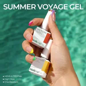 Nailpop Smooth Self-Leveling Gel Polish, 8 Vibrant Summer Colors, HEMA-Free for DIY & Salon