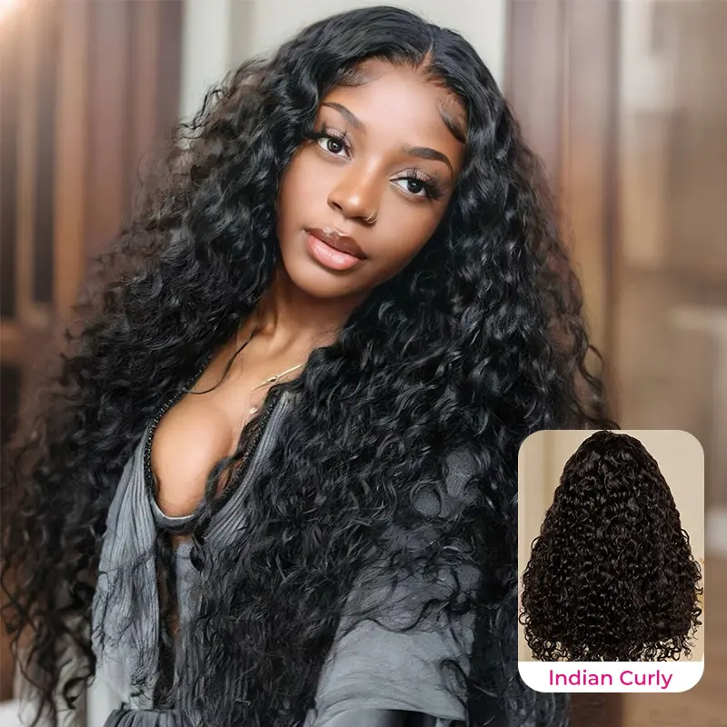 [New In] ISEE Hair Wear Go Indian Curly 13x6 Lace Wig Human Hair Glueless With Drawstring Pre-Cut Pre-Plucked Natural Hairline Pre-Bleached Knots 180% Density Easy Install Beginner Friendly Chic Style,summerwins