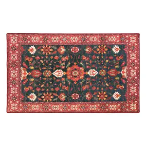 My Magic Carpet Ramage Indigo Machine Washable Area Rug, 3x5 Stain Resistant, Non-Slip, Waterproof