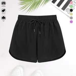 Women’s casual shorts, solid color, drawstring design, suitable for running, yoga fitness, and everyday wear; summer clothing, women’s apparel, gift, summervibes