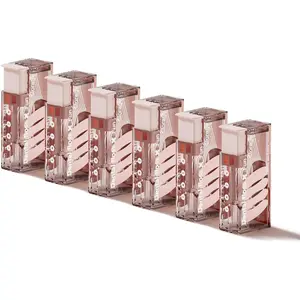 6-Pack Pink Dental Floss Picks Dispenser: Automatic, Refillable Holder with 60 Floss Sticks for Adults Portable Dental Oral Case