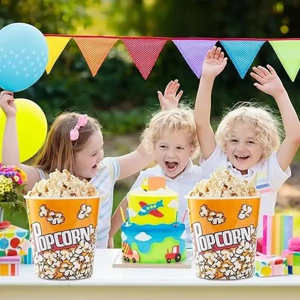 Reusable Customizable Poppincrunch Classic Popcorn Bucket - Large-Capacity Kitchenware Snack Container for Home Movie Nights, Birthday Parties