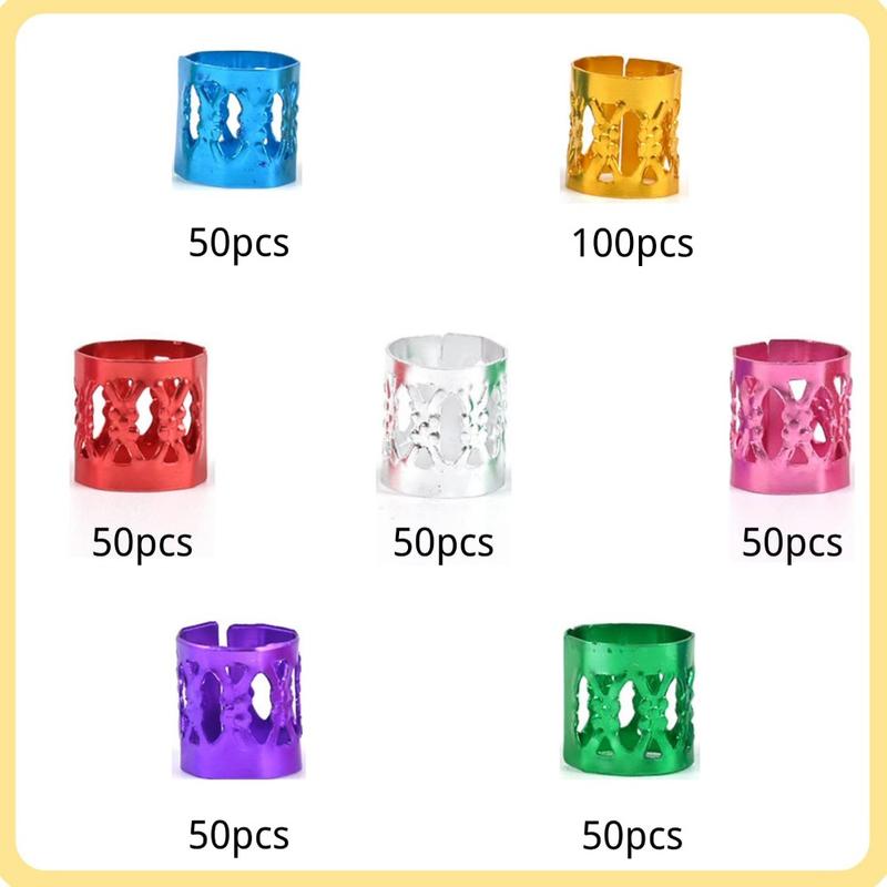 400 Hair  for Braids Accessories Dreadlocks Beads Hair Cuffs Hair Rings Hair Braid Clips Colorful Aluminum Adjustable Metal Hair Accessories for Women and Girls (Multi-colored)