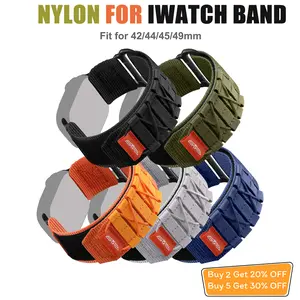 Bandletic Tactical Military Rugged Nylon Bands Compatible with iWatch 49mm 45mm 44mm 42mm 41mm 40mm 38mm Men, Adjustable Sport Loop Strap for iWatch Ultra 2 SE 2 Ultra SE Series 9 8 7 6 5 4 3 2 1