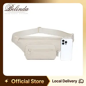 Belinda Summer Waterproof Quilted Waist Bag, Solid Color Down Design Crossbody Bag, Casual Zipper Chest Bag with Adjustable Strap, Waterproof Outdoor Small Phone Bag for Daily Use
