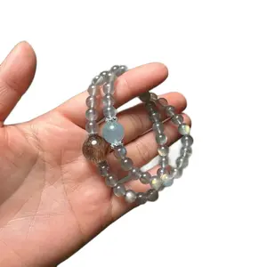 Natural Stone Bracelets Healing Crystals Moonstone Rutilated Quartz Aquamarine Great Gift for Anyone Healing Energy Jewelry