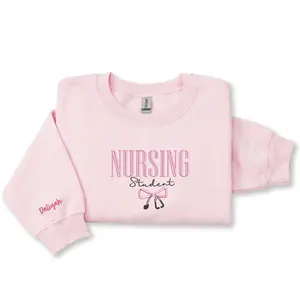 Custom Nurse Embroidered Sweatshirt With Name - Thoughtful Gift for RN, BSN, Nursing Assistant or Student, Student Nurse Gift Sweater, Nursing School Apparel, Medical Student Gift