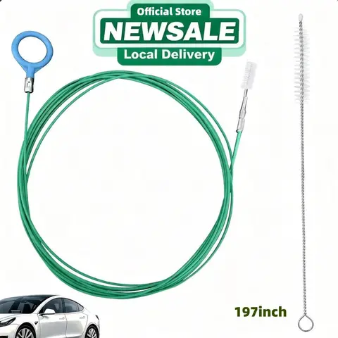 Car Sunroof Drain Cleaning Tool - 197 in Flexible Bendable Metal Wire Unclogger with Straight Nylon Wear-Resistant Bristle Brush, Syringe, Leather Hose, Sponge, Clears Silt/Leaves, Aids Drainage, Helps Prevent Car Water Seepage