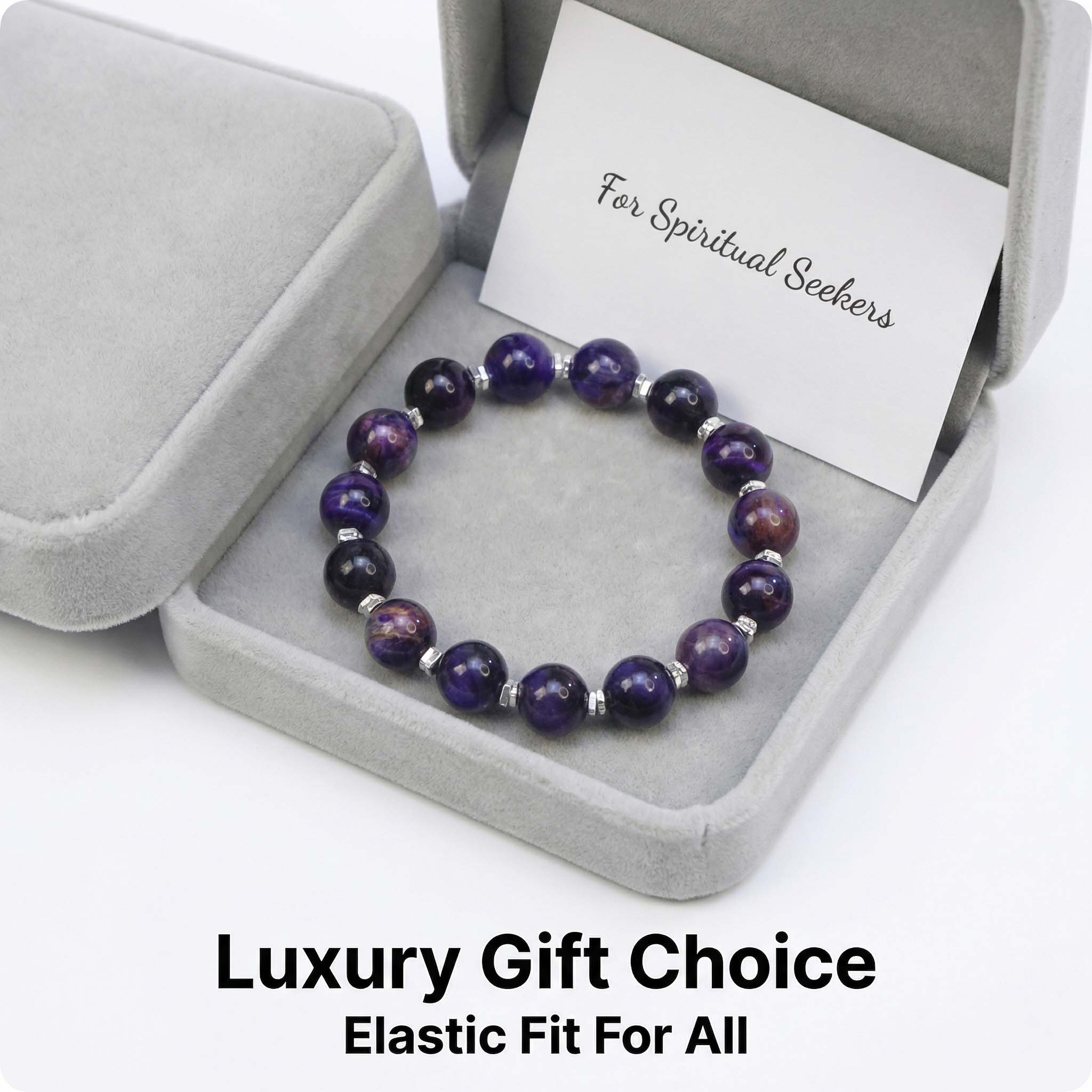 Rare Blue Purple Tiger Eye Bracelet, Elastic Fit, Wealth Attraction Spiritual Jewelry for All Hand Sizes.Gifts for Relieving Anxiety and Stress