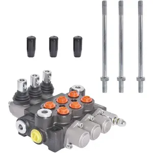 3 Spool 13GPM 3600PSI Hydraulic Directional Control Valve, SAE Ports Double Acting Valve for Small , , Loaders, Log Splitter