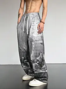 Men's Regular Fit Printed Pants, Casual Comfy Trousers for Daily Wear, Men's Bottoms for All Seasons, Casual Fitted Trousers