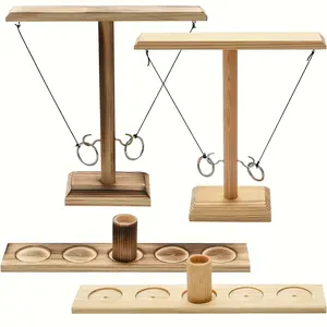Ring Hook With Shooting Ladder, Fun Hook And Ring Game, Handmade Wooden Interactive Game For Outdoor, Party, Bar, Halloween/Christmas Gift