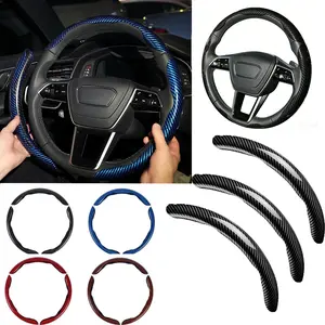 3PCS Carbon Fiber Steering Wheel Cover,Anti-Slip,Scratch-Resistant,Universal Fit for 14–16 Inch Wheels,Interior Car Accessories