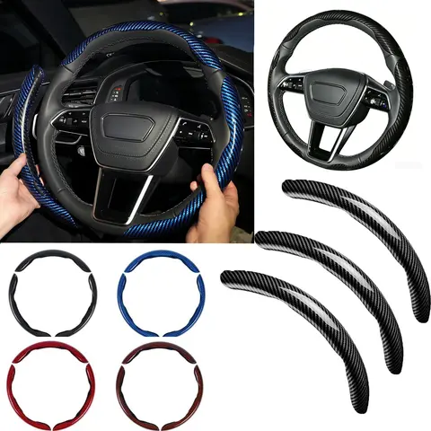 3PCS Carbon Fiber Steering Wheel Cover,Anti-Slip,Scratch-Resistant,Universal Fit for 14–16 Inch Wheels,Interior Car Accessories