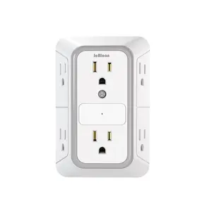 6-Outlet Wall Plug,  Adapter Spaced Outlets, 3-Prong, Multiple Plug, Quick and Easy Install, 3-Sided Power Strip with Adapter Spaced Outlets. Compatibility
