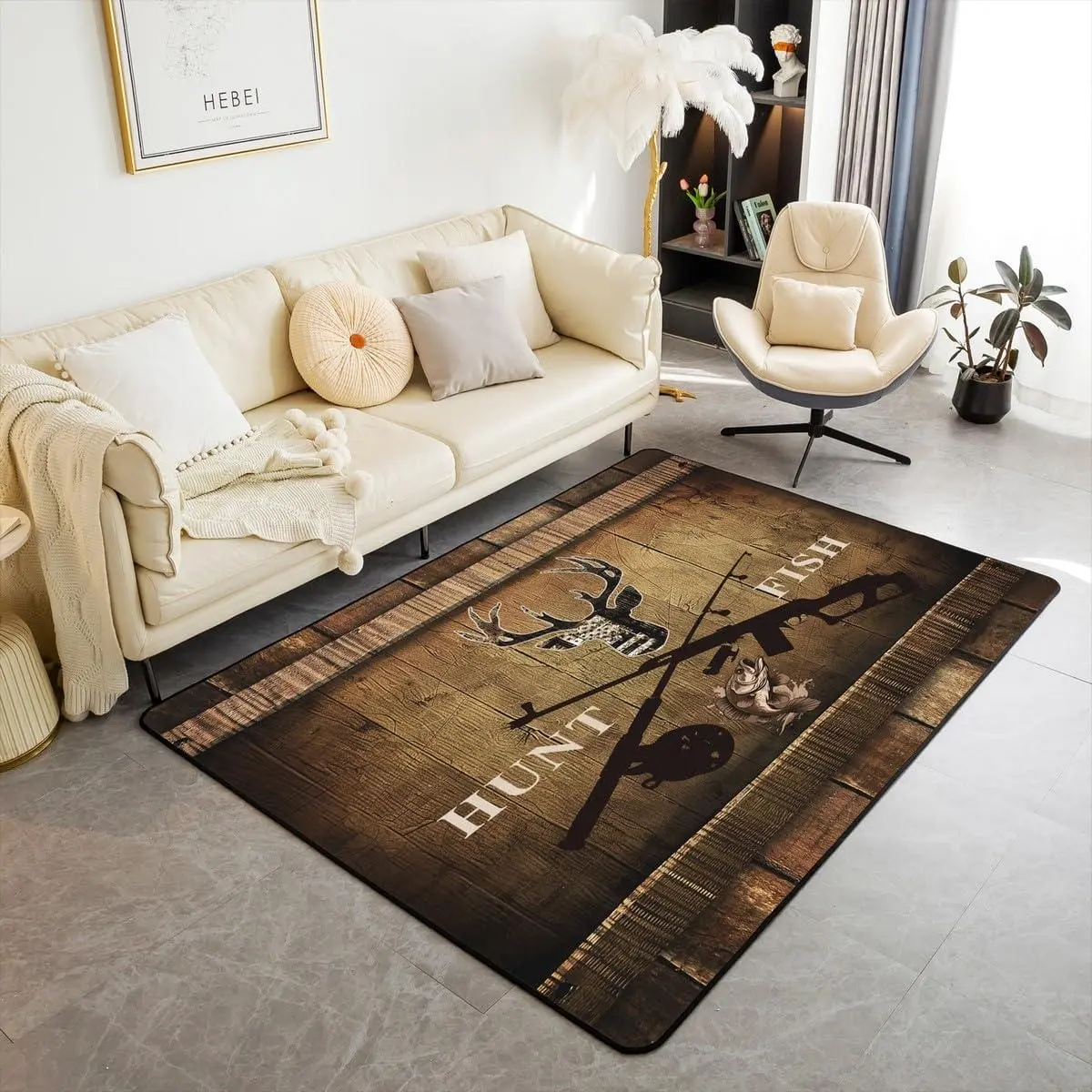 Deer Rugs Living Room Bedroom Farmhouse Fishing Hunting Area Rug Women Men Rustic Cabin Wild Animal Decorative Carpet Floor Mat Bedroom