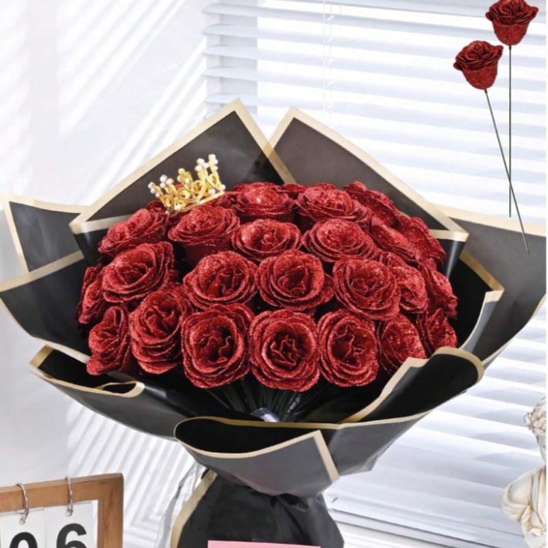 Sparkling Artificial Rose Bouquet – 20 Roses Set (2.76 inch)