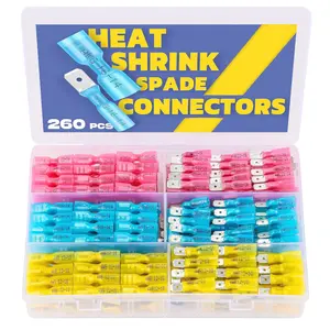 260PCS Heat Shrink Spade Connectors - Quick Disconnect Female & Male Spade Terminals for Watercraft, Electronics & Automotive
