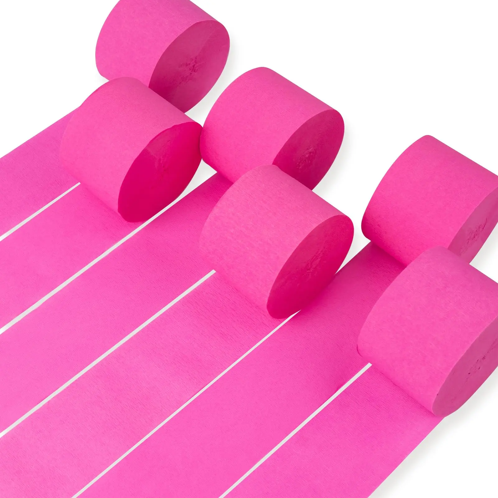 PartyWoo Crepe Paper Streamers 6 Rolls 492ft, Pack of Hot Pink Party Streamers Party Decorations, Crepe Paper for Birthday Decorations, Party Decorations, Wedding Decorations (1.8 in x 82 Ft/Roll)