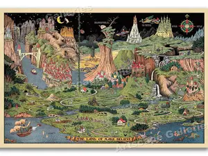 The Land of Make Believe 1930 Vintage Style Nursery Wall Art Poster - 24x36