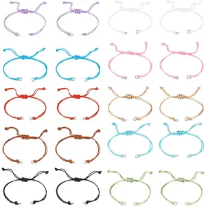50 count Adjustable Braided Cord Colorful Waxed Thread Half Finished Bracelet with Jump Rings for Wrist DIY Women  Making Friendship Fashion Bangle Accessory 14-28cm Long