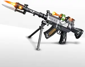 Special Forces Toy Machine Gun with LEDs, Sound & Bayonet | 22” Kids’ Light Up Military Assault Rifle | Cool Stand & Shoulder Strap | Batteries Included | Great Gift for Boys and Girls
