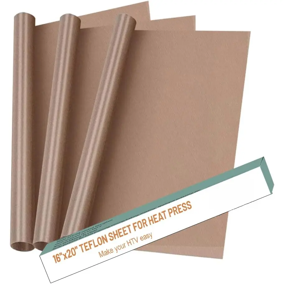 Teflon Sheets for Heat Press Machine,16''*20'' Non-stick Reusable PTFE Paper Sheet Roll for Cricut Sublimation Heat Transfer,HTV Iron On,Baking (3 Pack 16x20in)