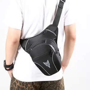 Men's Motorcycle Leg Side Bag, Multi-Pocket Riding Waist Belt Pouch with Reflective Strip, Motorcycle Hip Waist Bag, Casual Sports Bag