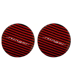2 Pcs Car Coaster Water Cup Holder, Anti-Slip PU Leather & Carbon Fiber Striped Design, Durable Protection for Kia Stinger, Car Accessories