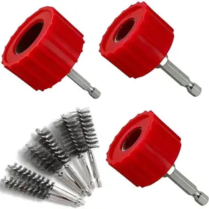 1/2" & 3/4"& 1" Metal Copper Pipe Cleaner Set,with 1/4 Hex Shank,Each Additional (1/2" & 3/4" & 1")