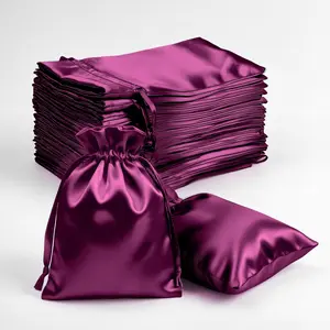 60 Pack Satin Drawstring Favor Bags, Eggplant 3"x4" Jewelry & Candy Gift Bags for Weddings & Parties