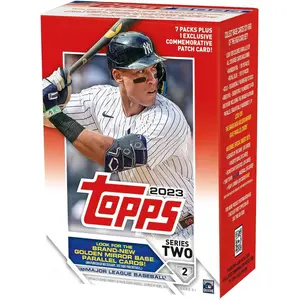 Topps 2023 Series 2 Baseball Factory Sealed Blaster Box with 7 Packs & Exclusive Commemorative Patch Card