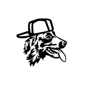 Dog With Backwards Hat Decal Squatted Truck & Car Decal - Handmade in the US with Weather Resistant Vinyl & Adhesive Backing for Easy Installation