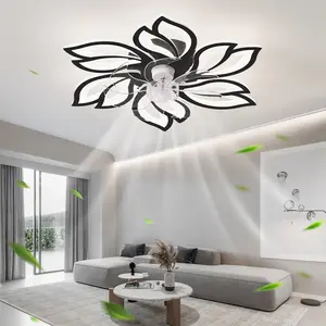 25.5 Inch Black Modern Nordic Flush Mount Ceiling Fan with Light, Acrylic Transparent 7-Blade Reversible DC Motor Fan, 6-Speed 3 CCT Stepless Dimmable LED, 2H Timer Remote & APP Control Ultra Quiet Energy Saving Indoor Lighting Fixture