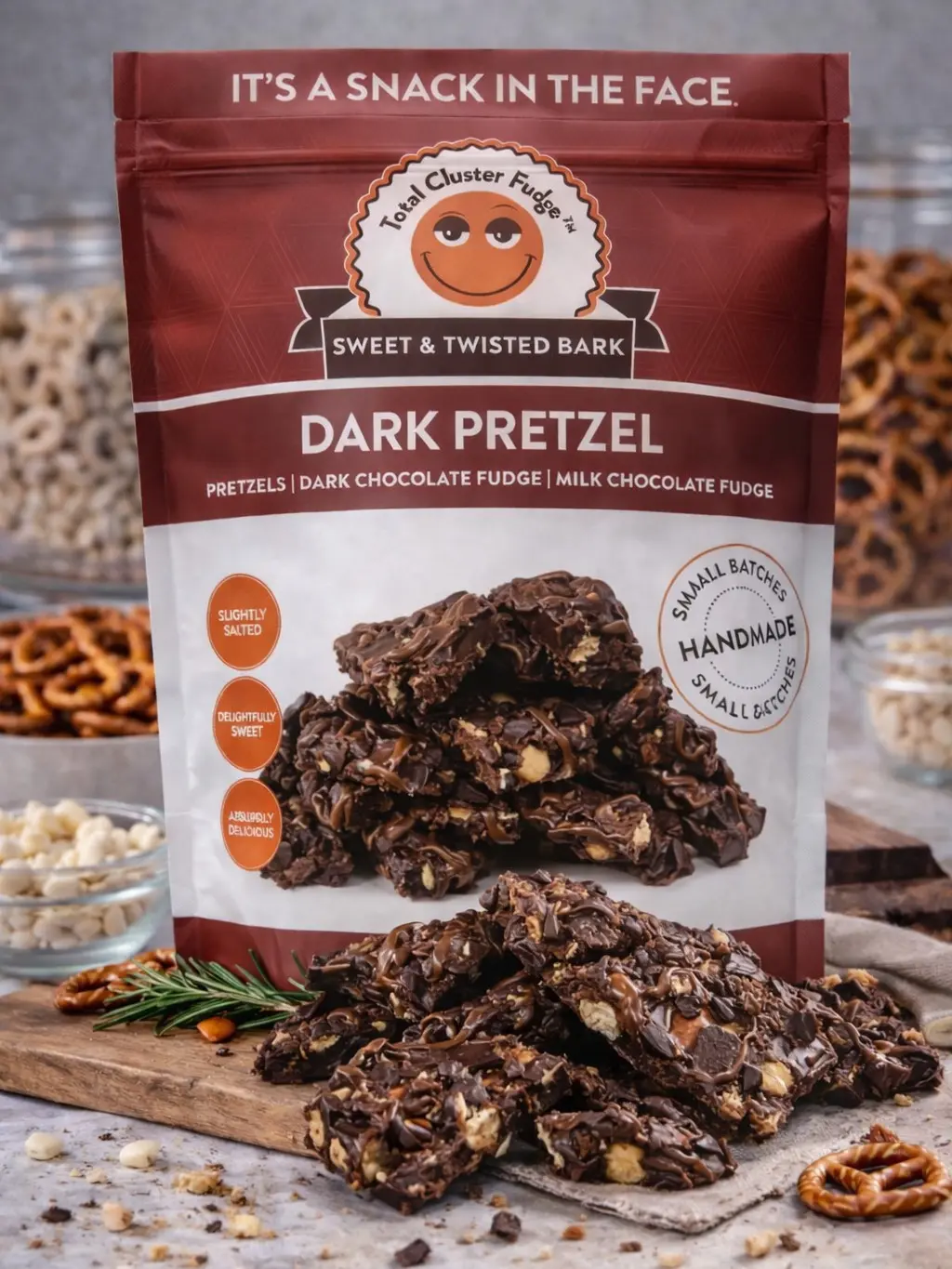 Total Cluster Fudge Sweet & Twisted Bark Dark Almond, 22 oz Bags