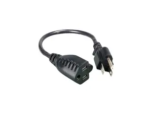 Nippon Labs 16 AWG Power Cord Extension, NEMA5-15P/5-15R, SJT 13A 125V, 3 ft. Black Power Cable