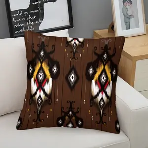 Boho Ikat Geometric Throw Pillow, Tribal Ethnic Cushion, Aztec Southwestern Accent Pillow (Includes Pillow Core), Retro Decor for Boho Style Bedroom & Sofa