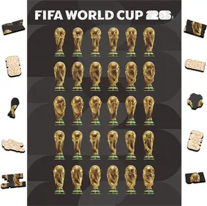 Official FIFA World Cup 2026 Edition 360°Trophy Puzzles for Adults, 300 Pieces Football Merchandise Wooden Puzzles, Unique Soccer Gifts for Fans, Collectors Puzzle, 10.9 x 14.5 Inch Sports Souvenirs