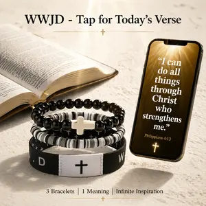 Christian Scripture Wristbands, WWJD Bible Verse Scan Bracelets, Religious Gifts for Men Women, Christmas  Religious Faith Scripture Gifts for Women Men Stackable Fashionable