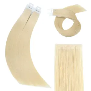 YILITEHAIR #60 Platinum Blonde Invisible Tape-In Hair Extensions, Virgin Human Hair, Long Straight, Seamless Injection Technology, 20 Pcs