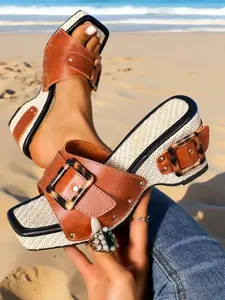 Women's Fashionable Adjustable Strap Platform Sandals, Casual Comfortable Sandals for Beach & Camping, Summer Vacation Footwear
