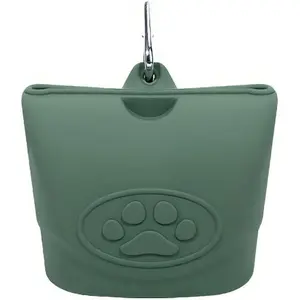 Silicone Dog Treat Pouch-Small Training Bag-Portable Dog Treat Bag for Leash with Magnetic Closure and Waist Clip Dog Training Fanny Pack (Dark Green)