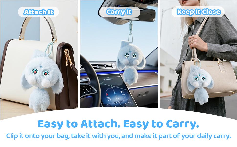 OKIVIVI Bree AI Plush Toys, Bag Charm, Blue Interactive Plush Toy with Voice Chat, Cute Everyday Bag Accessory, Fun AI Toy Gift for Girls, AI Toys For Kids