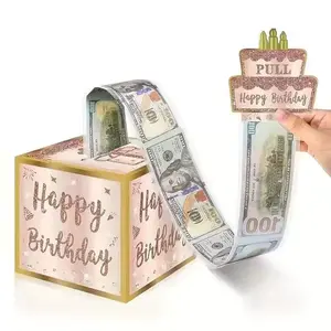 Birthday Money Box Set with Pull-Out Card and Bag, Fun Way to Give Birthday Cash, Pull-Out Gift Box for Birthdays