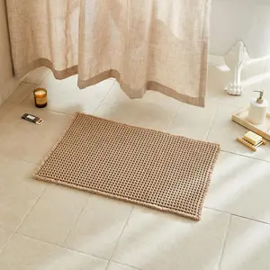 Waffle Bath Mat, Boho Bathroom Rugs Non Slip Washable Super Absorbent Quick Dry Farmhouse Bathroom Decor, 24"x16" / 1'4" x 2' Khaki |     Super Absorbent, Non Slip, Quick Dry, Washable, Boho, Farmhouse, Khaki