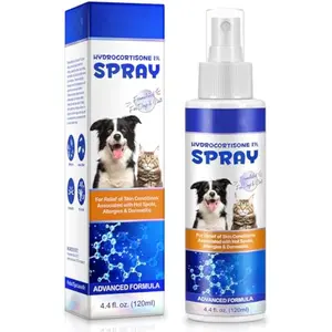 Hydrocortisone Spray for Dogs and Cats, Hot Spot Treatment & Itch Relief Spray for Dogs, Dog Hydrocortisone Sprays Soothes Irritated Dry Itchy Skin, Allergies & Dermatitis - Gentle and Safe, 120ml