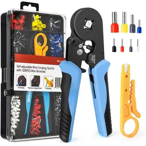 Ferrule Crimping Tool Kit, AWG 23-7 Self-adjustable Ratchet Wire Ferrule Crimper Plier Set with 1200 count Wire Terminals Crimping Connectors Wire Ends Ferrules