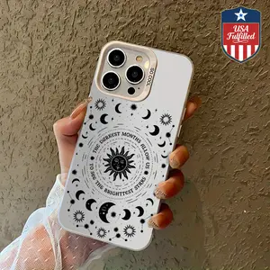 For iPhone 17/16/15/14/13/12/11 Pro Max/Pro/Plus/Air Case - Dark Mystic Astrology Moon & Sun Celestial TPU Shockproof Phone Shell |   "Darkest Months Brightest Stars"