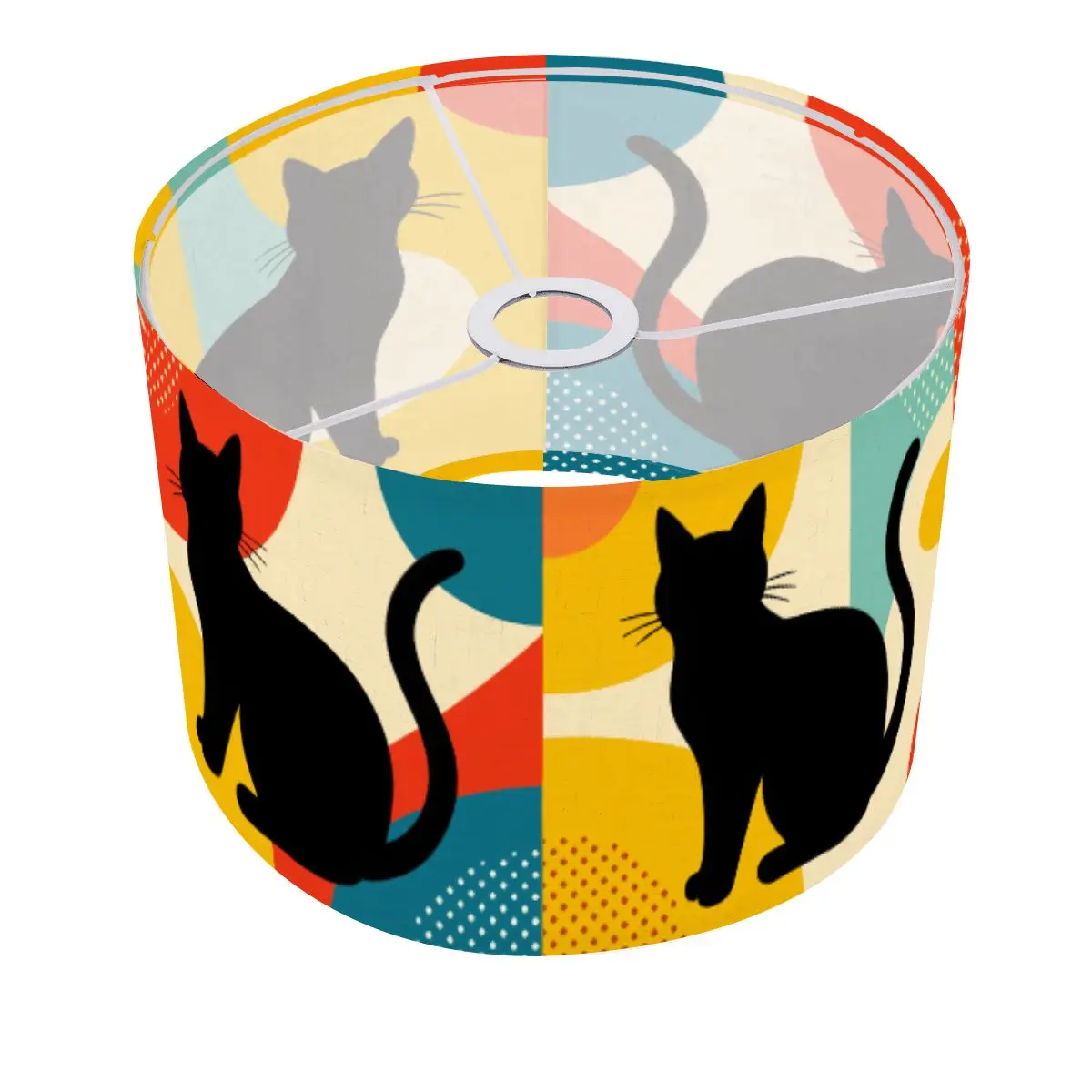 Pop Art Black Atomic Cats, Red Blue Yellow, Lamp SHADE ONLY - For Arc Floor Lamps Only