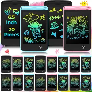 20 Pcs LCD Writing Tablet for Kids 6.5 Inch Colorful Doodle Board LCD Writing Board Kids Portable Electronic Drawing Board Erasable Drawing Pad Reusable Writing Pad for Kid (Black, Blue, Pink) Colorful LCD Writing Tablet Pack
